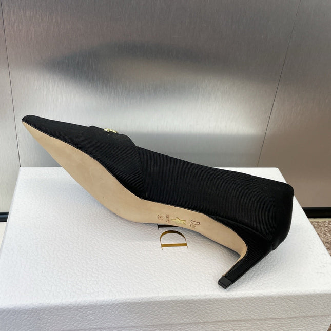 MY DD 25S HIGH HEEL 55MM IN BLACK FABRIC GOLD LOGO