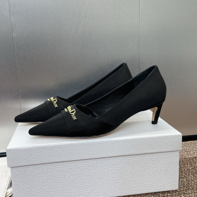 MY DD 25S HIGH HEEL 55MM IN BLACK FABRIC GOLD LOGO