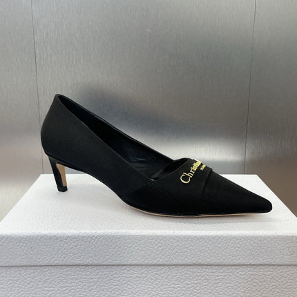 MY DD 25S HIGH HEEL 55MM IN BLACK FABRIC GOLD LOGO