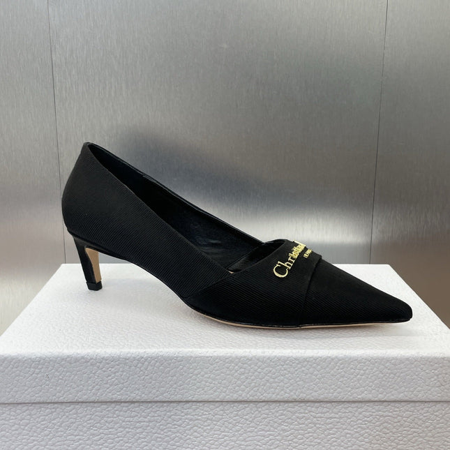MY DD 25S HIGH HEEL 55MM IN BLACK FABRIC GOLD LOGO