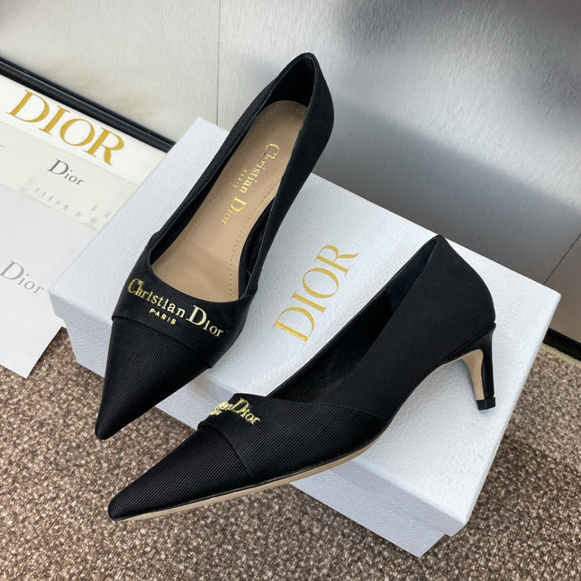 MY DD 25S HIGH HEEL 55MM IN BLACK FABRIC GOLD LOGO
