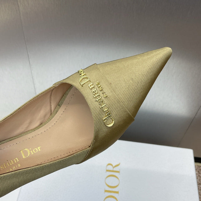 MY DD 25S HIGH HEEL 55MM IN KHAKI GOLD FABRIC GOLD LOGO