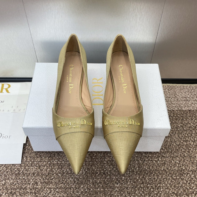 MY DD 25S HIGH HEEL 55MM IN KHAKI GOLD FABRIC GOLD LOGO