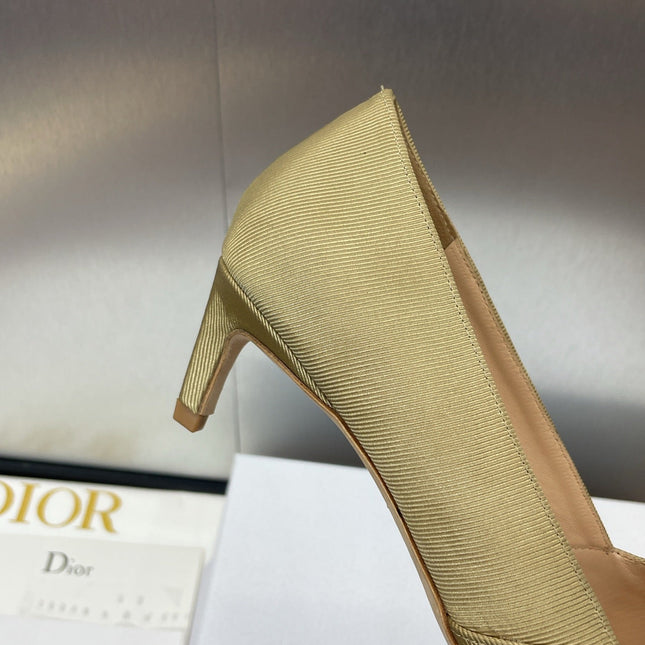 MY DD 25S HIGH HEEL 55MM IN KHAKI GOLD FABRIC GOLD LOGO