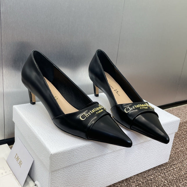 MY DD 25S HIGH HEEL 55MM IN BLACK LAMBSKIN GOLD LOGO