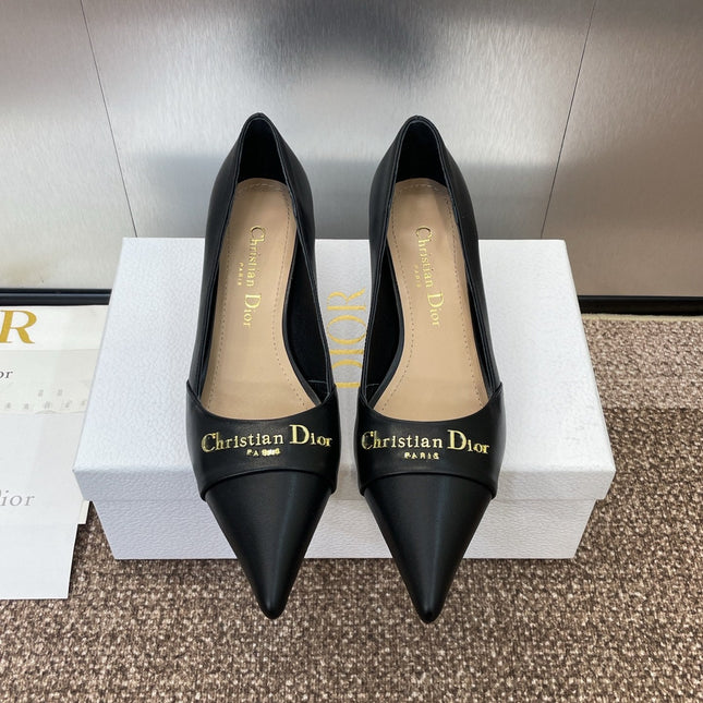 MY DD 25S HIGH HEEL 55MM IN BLACK CALFSKIN GOLD LOGO