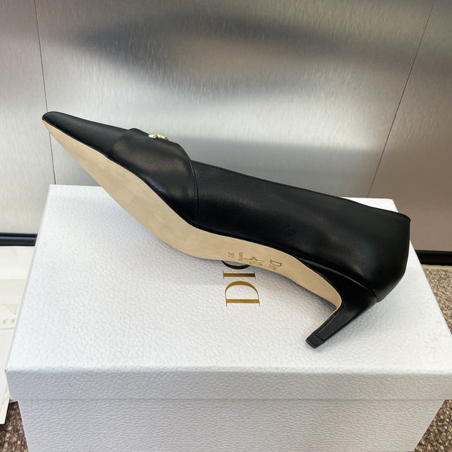 MY DD 25S HIGH HEEL 55MM IN BLACK CALFSKIN GOLD LOGO