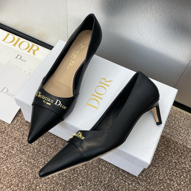 MY DD 25S HIGH HEEL 55MM IN BLACK CALFSKIN GOLD LOGO