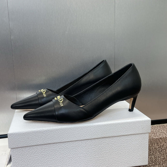 MY DD 25S HIGH HEEL 55MM IN BLACK CALFSKIN GOLD LOGO