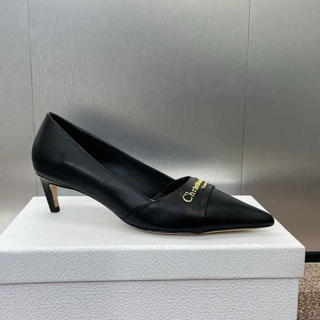 MY DD 25S HIGH HEEL 55MM IN BLACK CALFSKIN GOLD LOGO