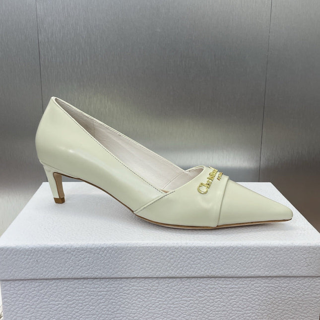 MY DD 25S HIGH HEEL 55MM IN WHITE CALFSKIN GOLD LOGO