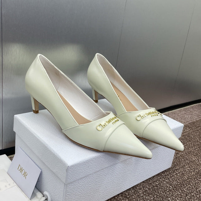 MY DD 25S HIGH HEEL 55MM IN WHITE CALFSKIN GOLD LOGO