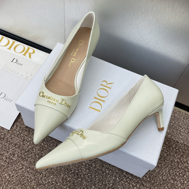 MY DD 25S HIGH HEEL 55MM IN WHITE CALFSKIN GOLD LOGO