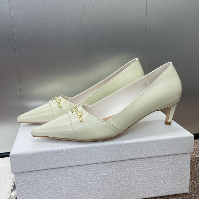 MY DD 25S HIGH HEEL 55MM IN WHITE CALFSKIN GOLD LOGO