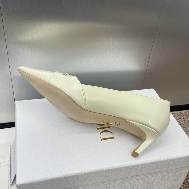 MY DD 25S HIGH HEEL 55MM IN WHITE CALFSKIN GOLD LOGO