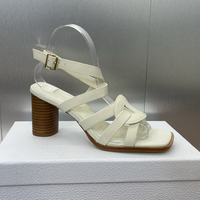 D-CLUB HIGH HEEL SLIDE 25S 80MM IN WHITE CALFSKIN