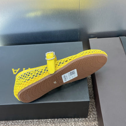 ALAIA MARY JANE FLAT 25S IN YELLOW MESH CALFSKIN