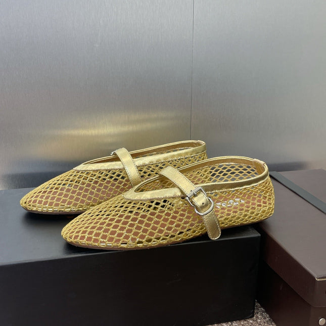 ALAIA MARY JANE FLAT 25S IN GOLD MESH CALFSKIN