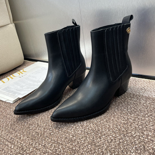 DIOR 25S D-WEST HAUTE COUTURE CHELSEA BOOTS 45MM IN BLACK CALFSKIN