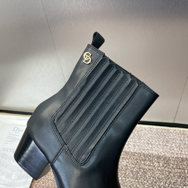 DIOR 25S D-WEST HAUTE COUTURE CHELSEA BOOTS 45MM IN BLACK CALFSKIN