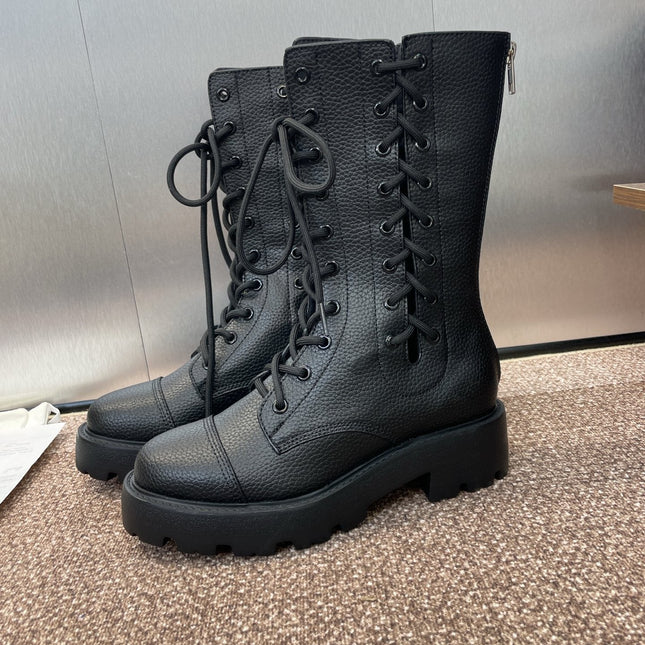 DIOR 25S D-ROAD ANKLE BOOT 45MM IN BLACK GRAINED CALFSKIN