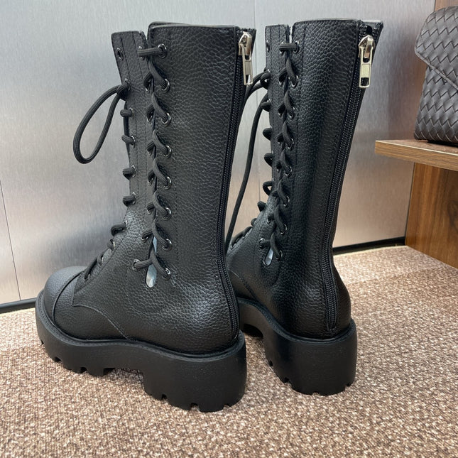 DIOR 25S D-ROAD ANKLE BOOT 45MM IN BLACK GRAINED CALFSKIN