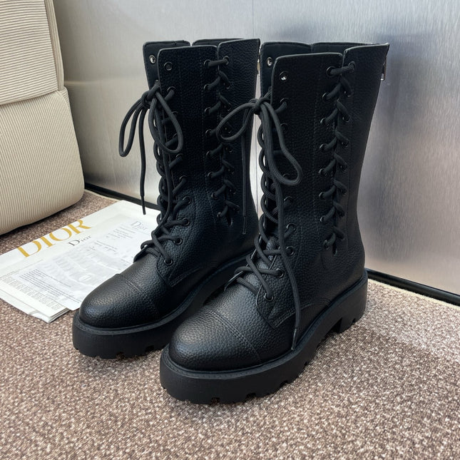 DIOR 25S D-ROAD ANKLE BOOT 45MM IN BLACK GRAINED CALFSKIN