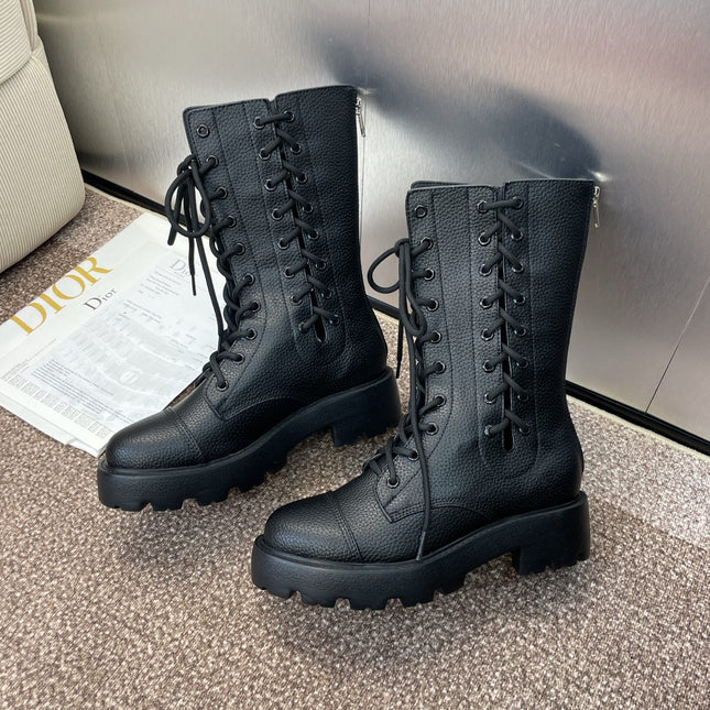 DIOR 25S D-ROAD ANKLE BOOT 45MM IN BLACK GRAINED CALFSKIN