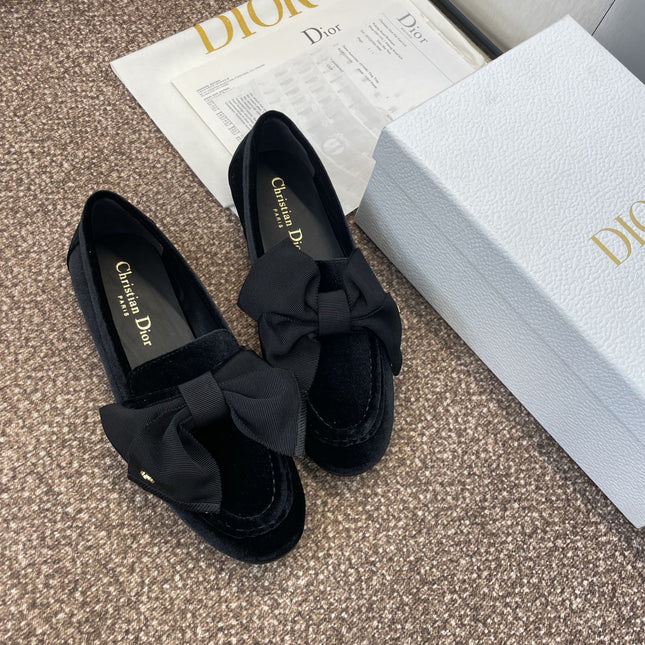 DIOR 25S LOAFER IN BLACK VELVET AND GROSGRAIN
