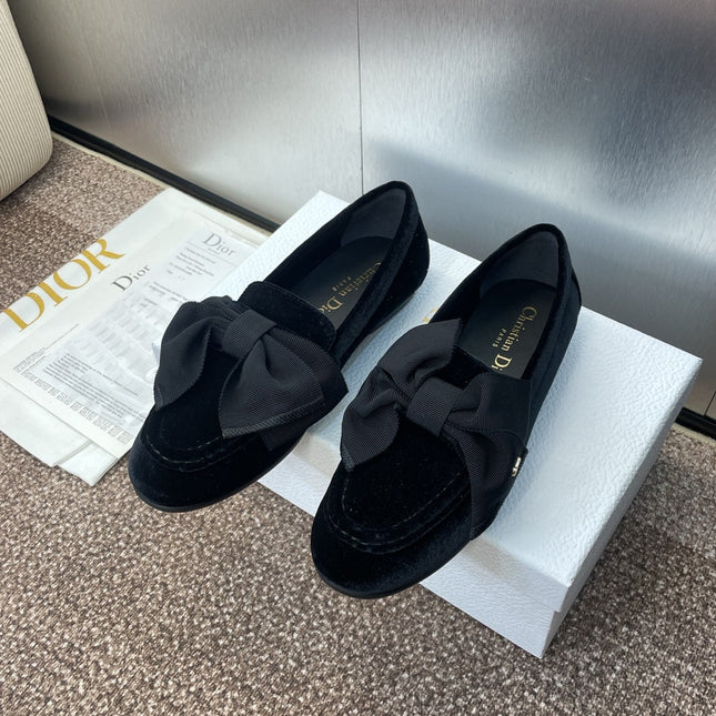 DIOR 25S LOAFER IN BLACK VELVET AND GROSGRAIN