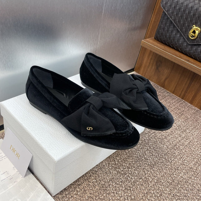 DIOR 25S LOAFER IN BLACK VELVET AND GROSGRAIN
