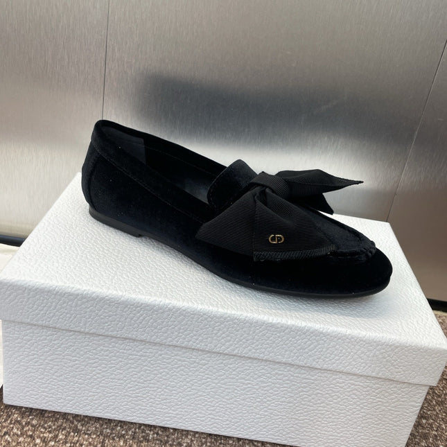 DIOR 25S LOAFER IN BLACK VELVET AND GROSGRAIN