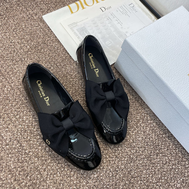 DIOR 25S LOAFER IN BLACK PATENT CALFSKIN AND GROSGRAIN