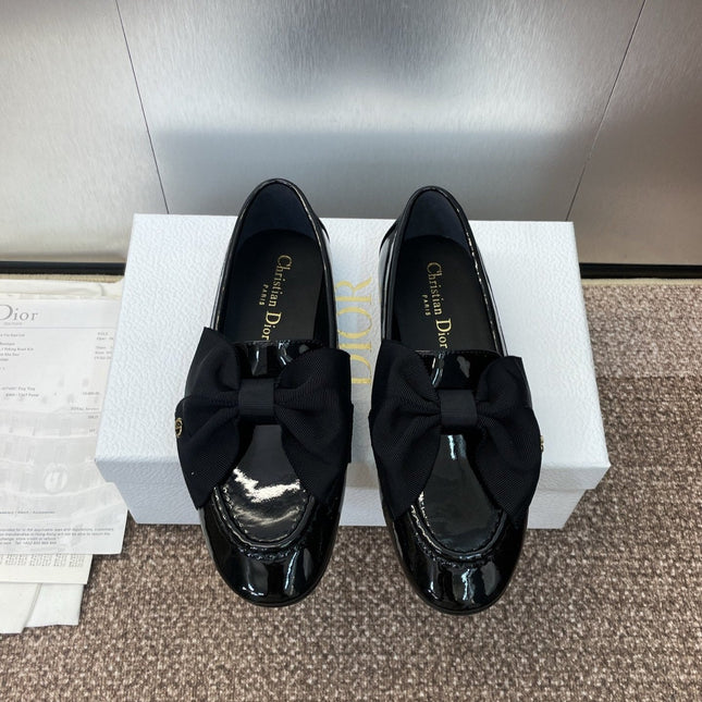 DIOR 25S LOAFER IN BLACK PATENT CALFSKIN AND GROSGRAIN