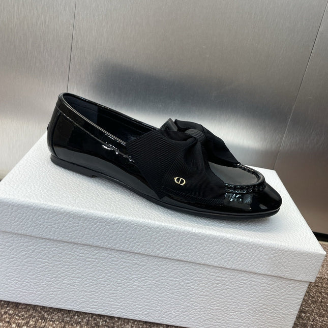 DIOR 25S LOAFER IN BLACK PATENT CALFSKIN AND GROSGRAIN