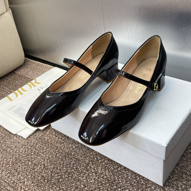 DIOR 25S ROUND-TOE MARY JANE BALLET FLATS IN DARK BROWN CALFSKIN