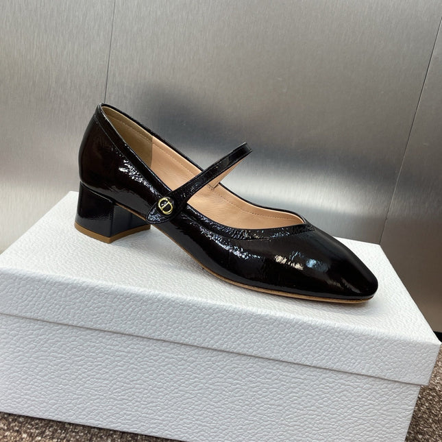 DIOR 25S ROUND-TOE MARY JANE BALLET FLATS IN DARK BROWN CALFSKIN