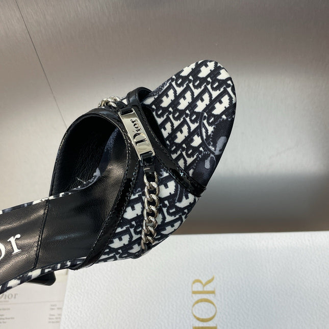 DIOR 25S HIGH HEELS PUNK 85MM IN BLACK WHITE CALFSKIN AND CANVAS