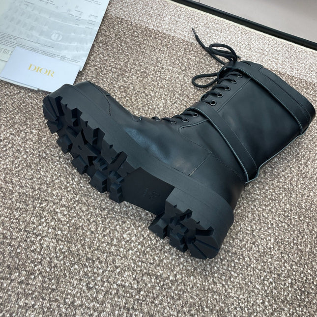 DIOR 25S D-MAJOR SERIES PUNK BOOTS 45MM IN BLACK CALFSKIN