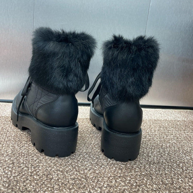 DIOR 25S D-MAJOR ANKLE BOOTS WICKER STYLE 35MM IN BLACK CALFSKIN AND CANVAS