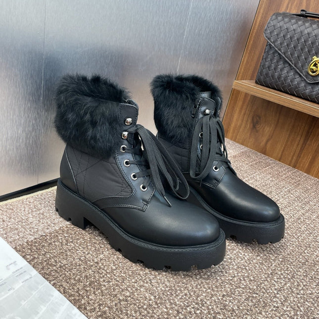 DIOR 25S D-MAJOR ANKLE BOOTS WICKER STYLE 35MM IN BLACK CALFSKIN AND CANVAS