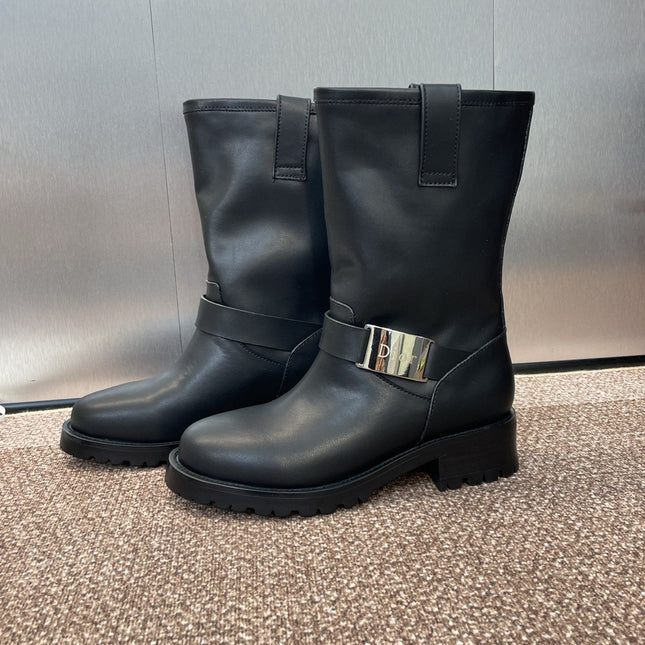 DIOR 25S D-QUEST BOOTS 45MM IN BLACK CALFSKIN