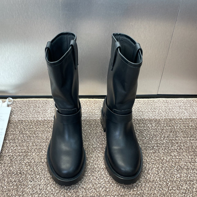 DIOR 25S D-QUEST BOOTS 45MM IN BLACK CALFSKIN