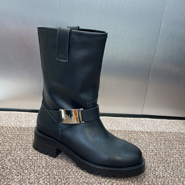 DIOR 25S D-QUEST BOOTS 45MM IN BLACK CALFSKIN