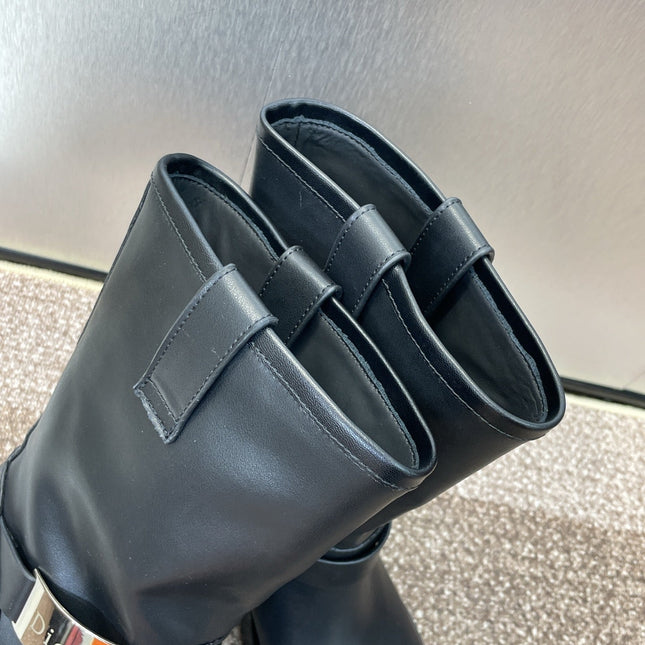 DIOR 25S D-QUEST BOOTS 45MM IN BLACK CALFSKIN
