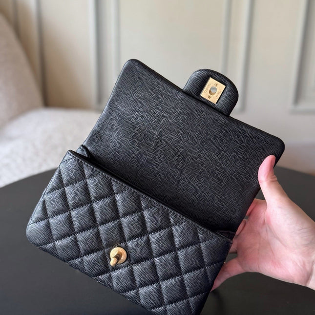 CHANEL 25S FLAP BAG 20 CM IN BLACK CAVIAR LEATHER WITH GOLD HARDWARE