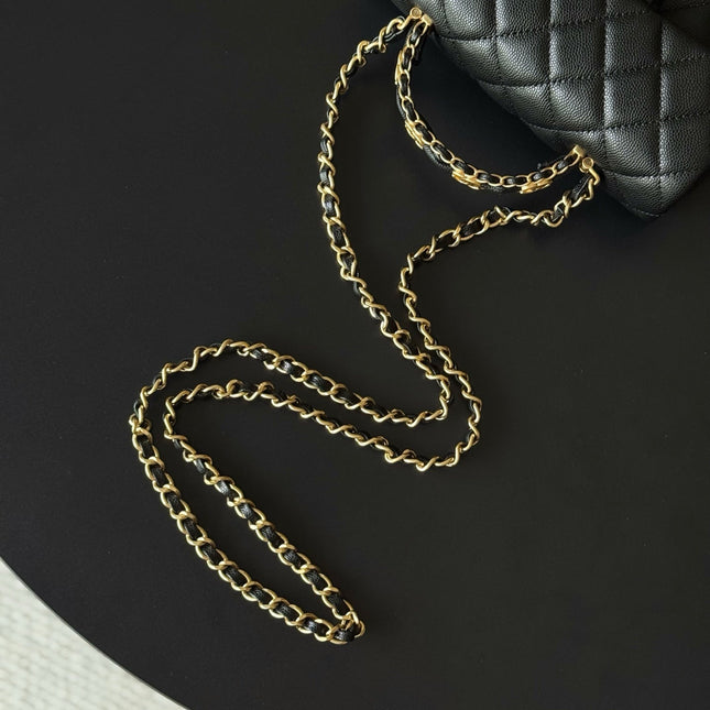 CHANEL 25S FLAP BAG 20 CM IN BLACK CAVIAR LEATHER WITH GOLD HARDWARE