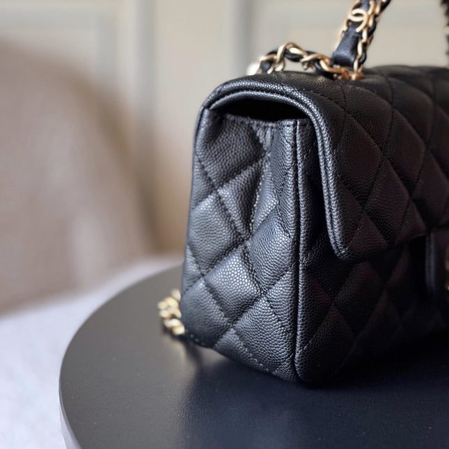 CHANEL 25S FLAP BAG 20 CM IN BLACK CAVIAR LEATHER WITH GOLD HARDWARE