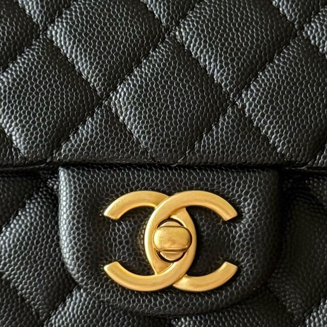 CHANEL 25S FLAP BAG 20 CM IN BLACK CAVIAR LEATHER WITH GOLD HARDWARE