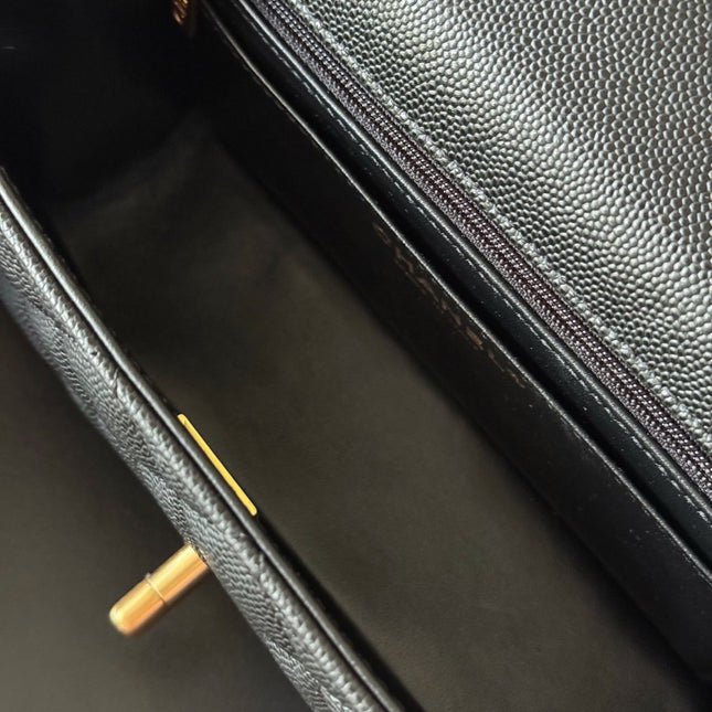 CHANEL 25S FLAP BAG 20 CM IN BLACK CAVIAR LEATHER WITH GOLD HARDWARE